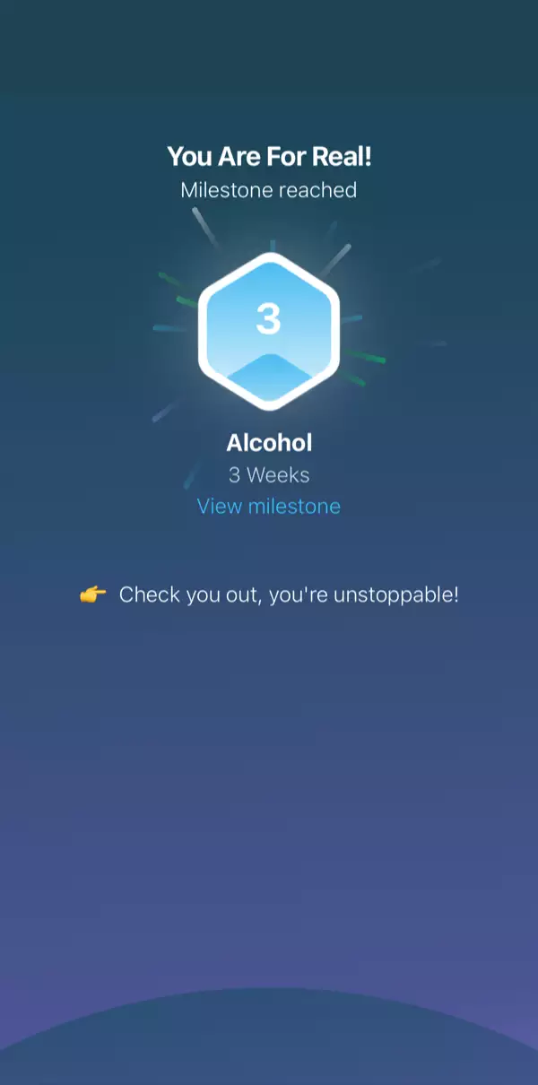 Milestone screenshot Milestone screenshot showing when a new milestone is reached.